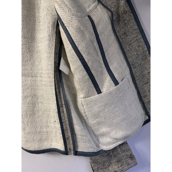 Akris Blazer Fitted Hemp Silk Wool Blend Tweed Blazer Oatmeal M/L Workwear - Picture 12 of 13